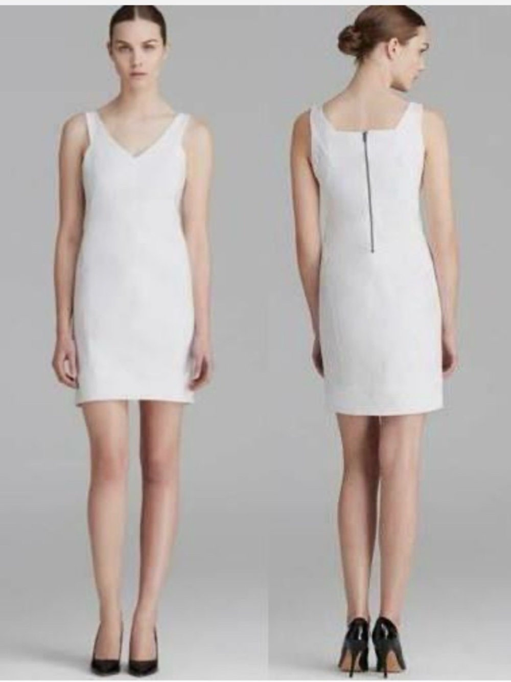 Helmut Lang White Sleeveless V-Neck Mini Dress